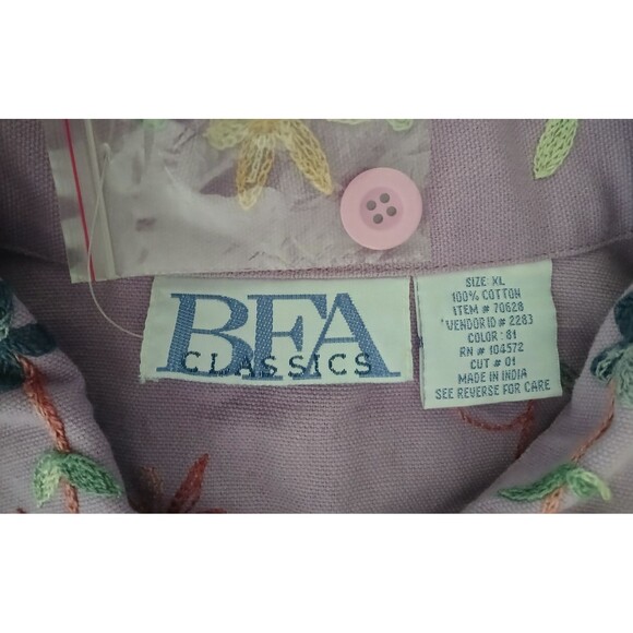 BEA Classics XL Floral Embroidered Long Sleeve Top 100% Cotton Country Cowgirl - Picture 10 of 12